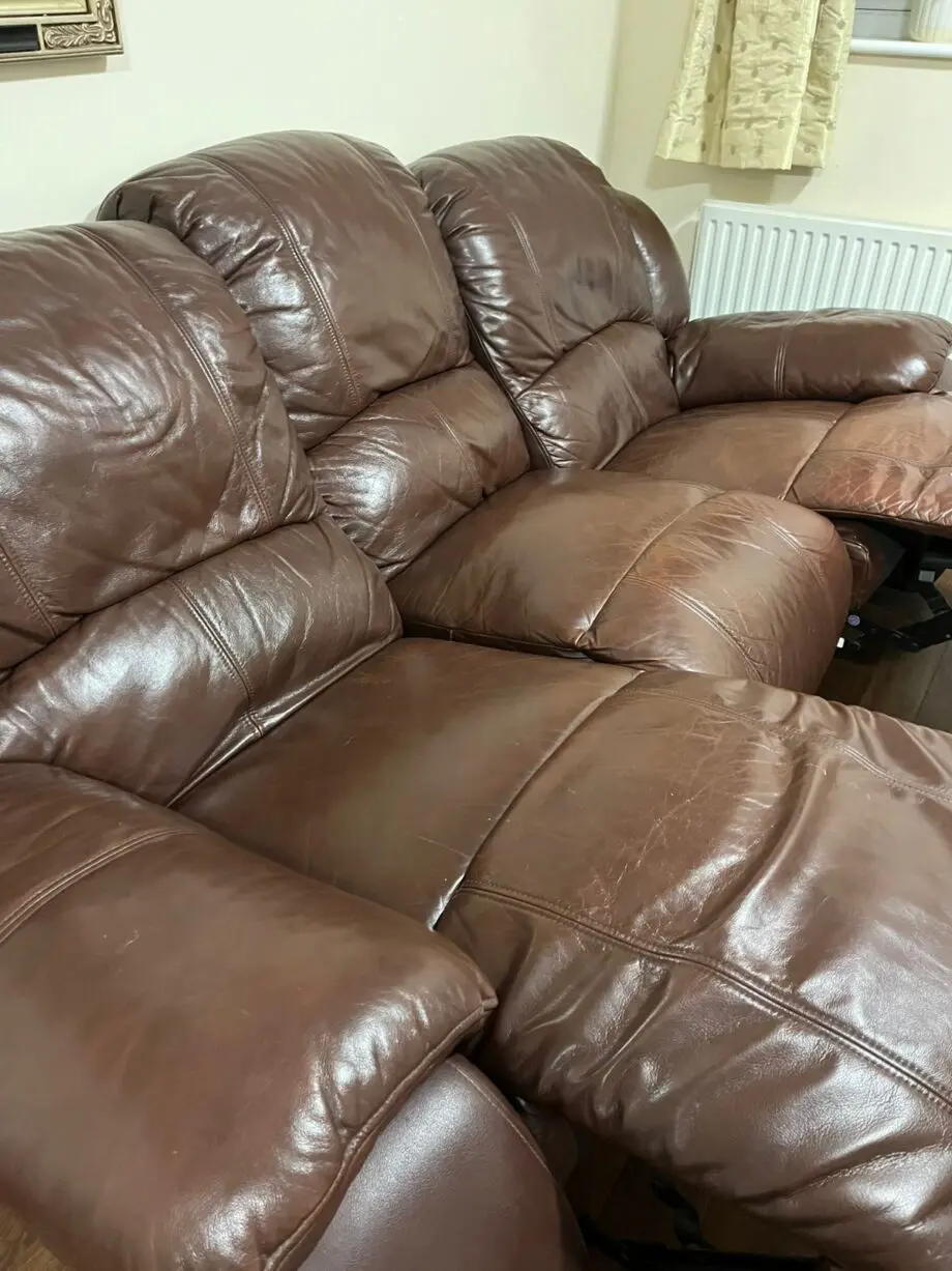 3 seater leather sofa with recliners