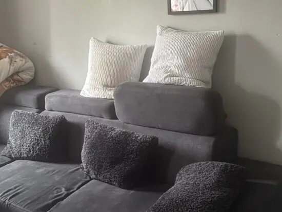 Grey L shape sofa bed