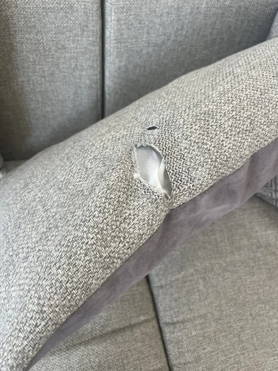 DFS Grey pillow back left hand facing open end corner sofa