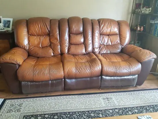 Brown leather sofa, DFS