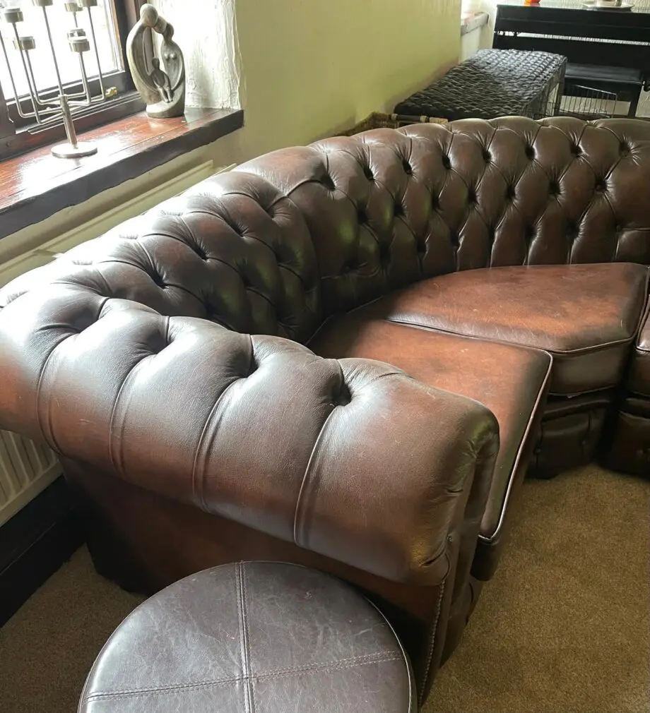 Chesterfield Corner Sofa Antique Brown