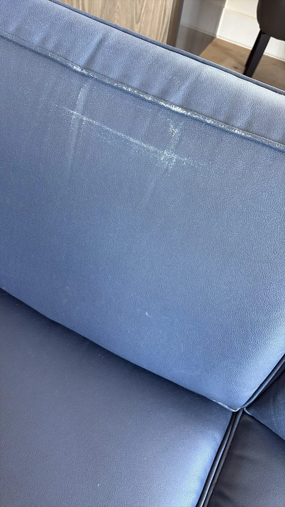 Blue made to order 3 seater sofa with antique gold stud detailing