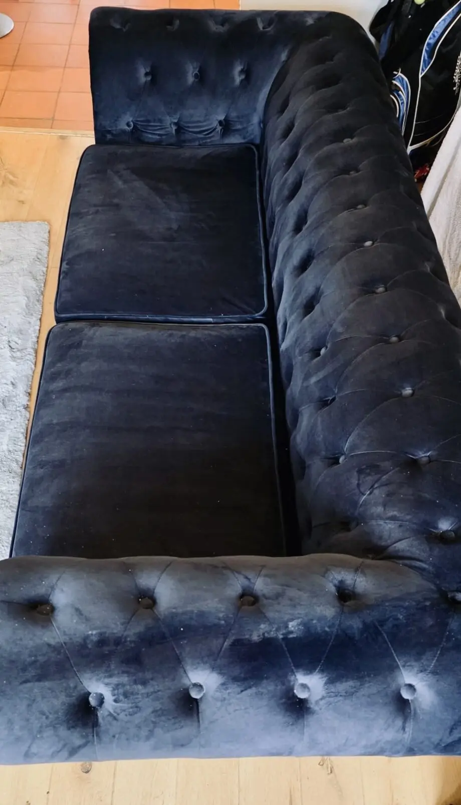 Dark Navy blue, velvet chesterfield sofa - 3 seater Debenhams