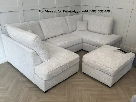 Carnaby Beige U Shape Corner Sofa Including Footstool