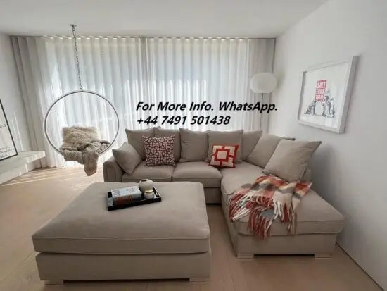 Cozy Modern Beige 4-Seater Corner Sofa -Included Footstool For Sale