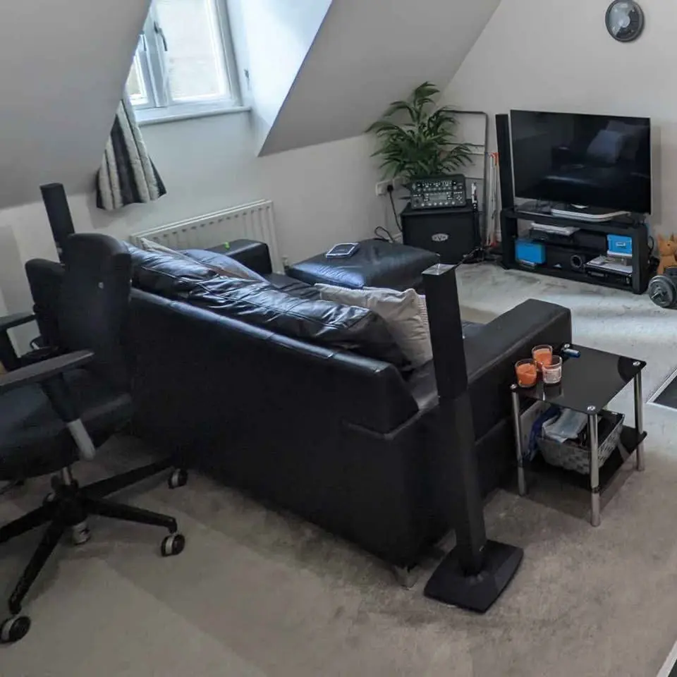 Black Leather Sofa (DFS) for Sale - Great Condition!