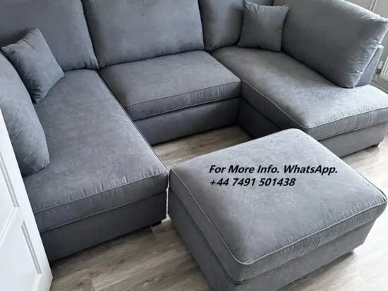 Sectional U-Shape Sofa + Footstool For Sale