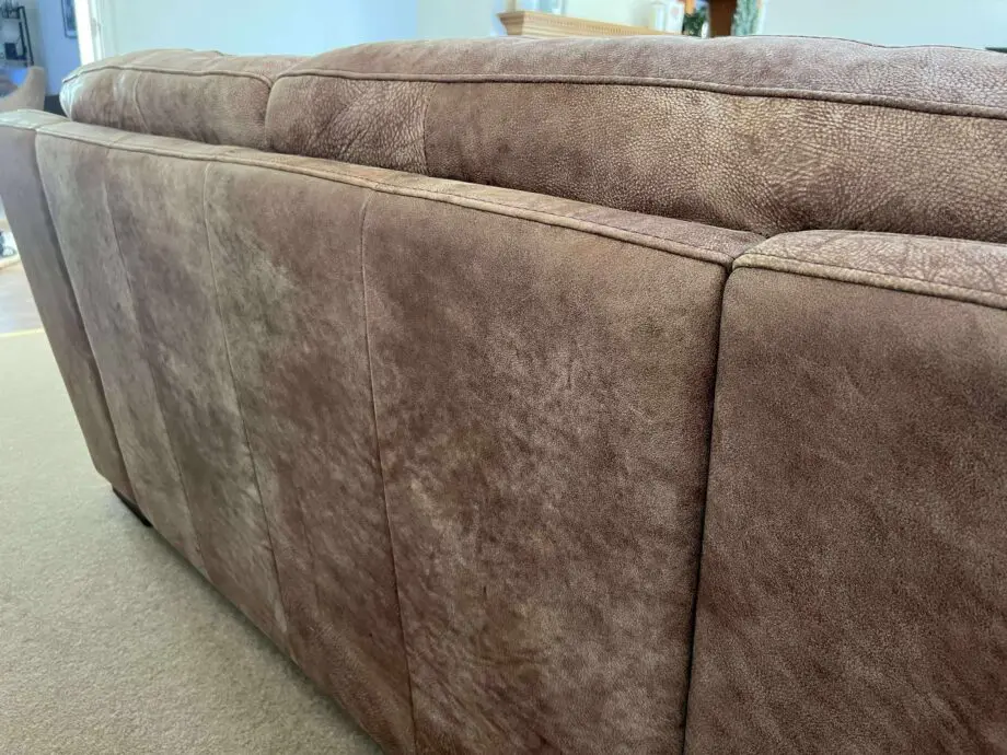Alessia Leather Sofa in Rawhide Espresso (Natural Brown) Leather 3 Seater Sofa w/ Footstool