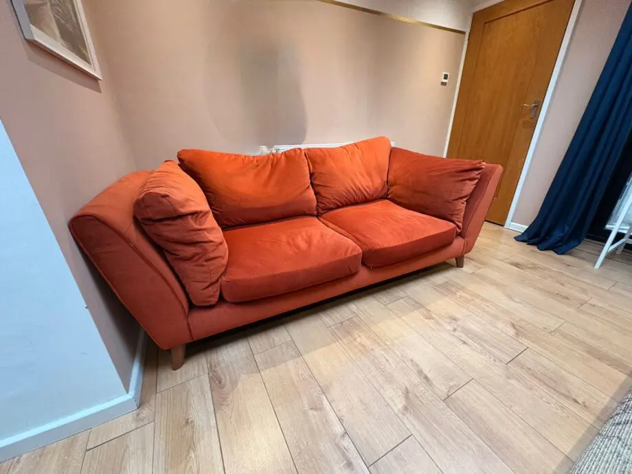 Excellent Finch M&S 3 Seater Sofa Terracotta Velvet £520 (RRP £1,600)