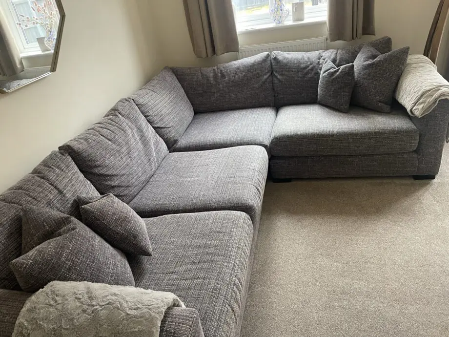 DFS Dillon corner sofa and chair on graphite grey