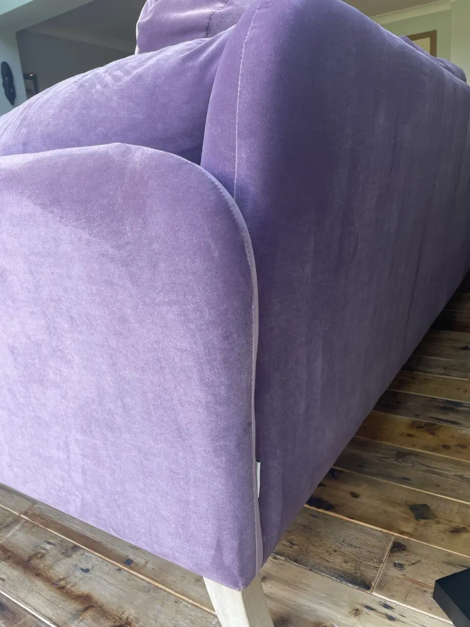 Loaf Smithy even-sided corner sofa in mauve velvet