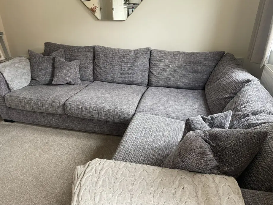 DFS Dillon corner sofa and chair on graphite grey
