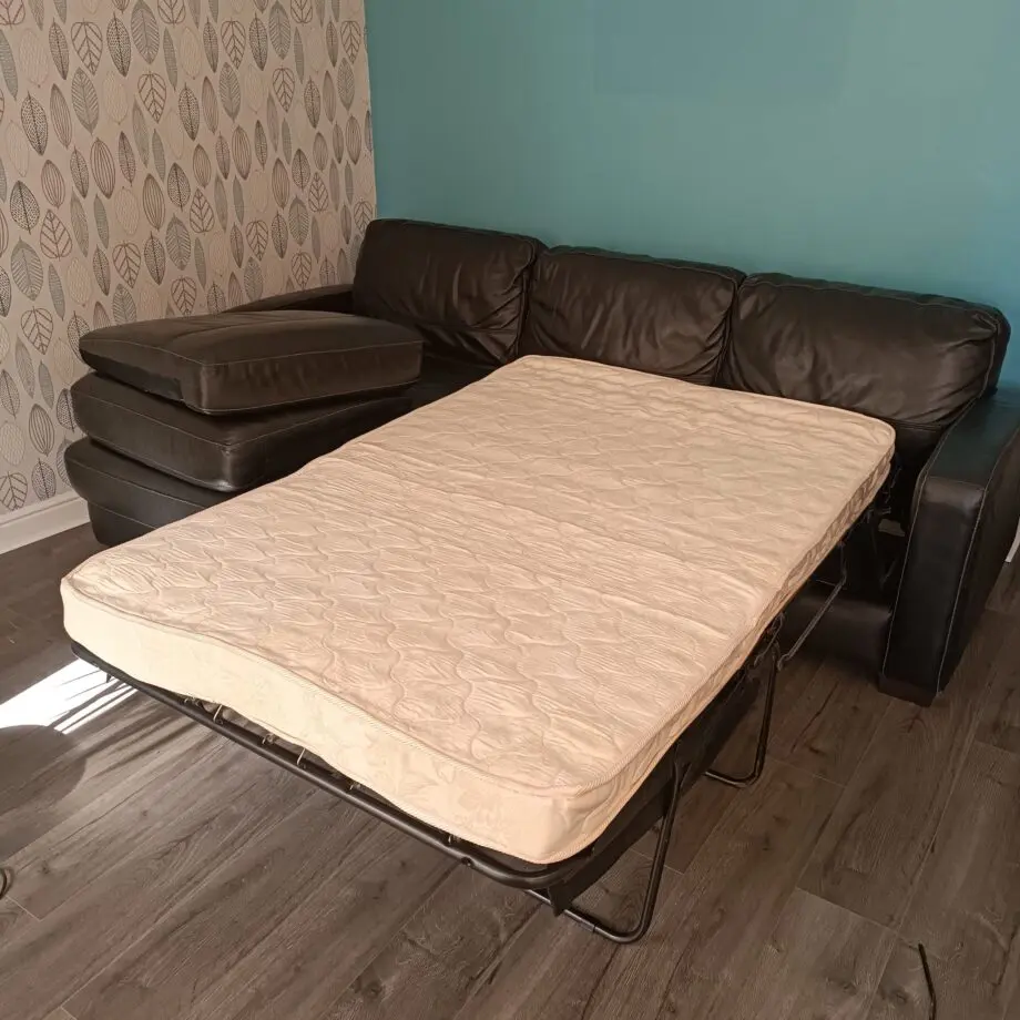 Furniture Village black, corner, leather sofa bed