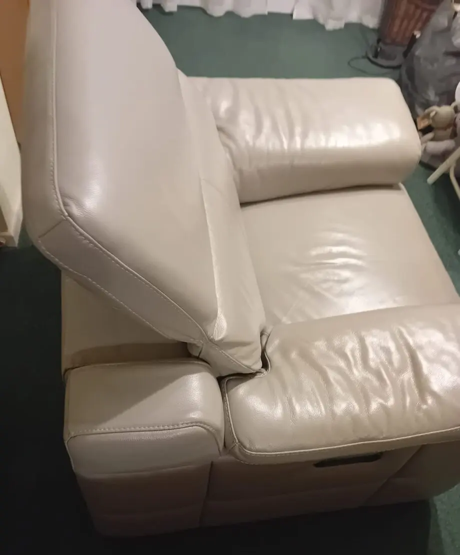 Laurence Leather Power Reclining Chair in Stone/Cloud Grey