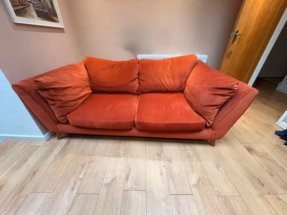 Excellent Finch M&S 3 Seater Sofa Terracotta Velvet £520 (RRP £1,600)