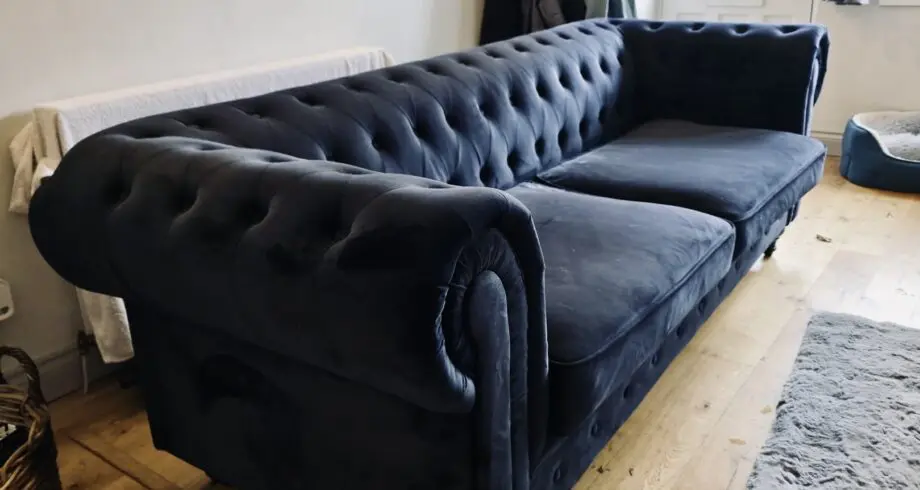 Dark Navy blue, velvet chesterfield sofa - 3 seater Debenhams