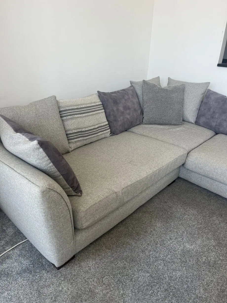 DFS Grey pillow back left hand facing open end corner sofa