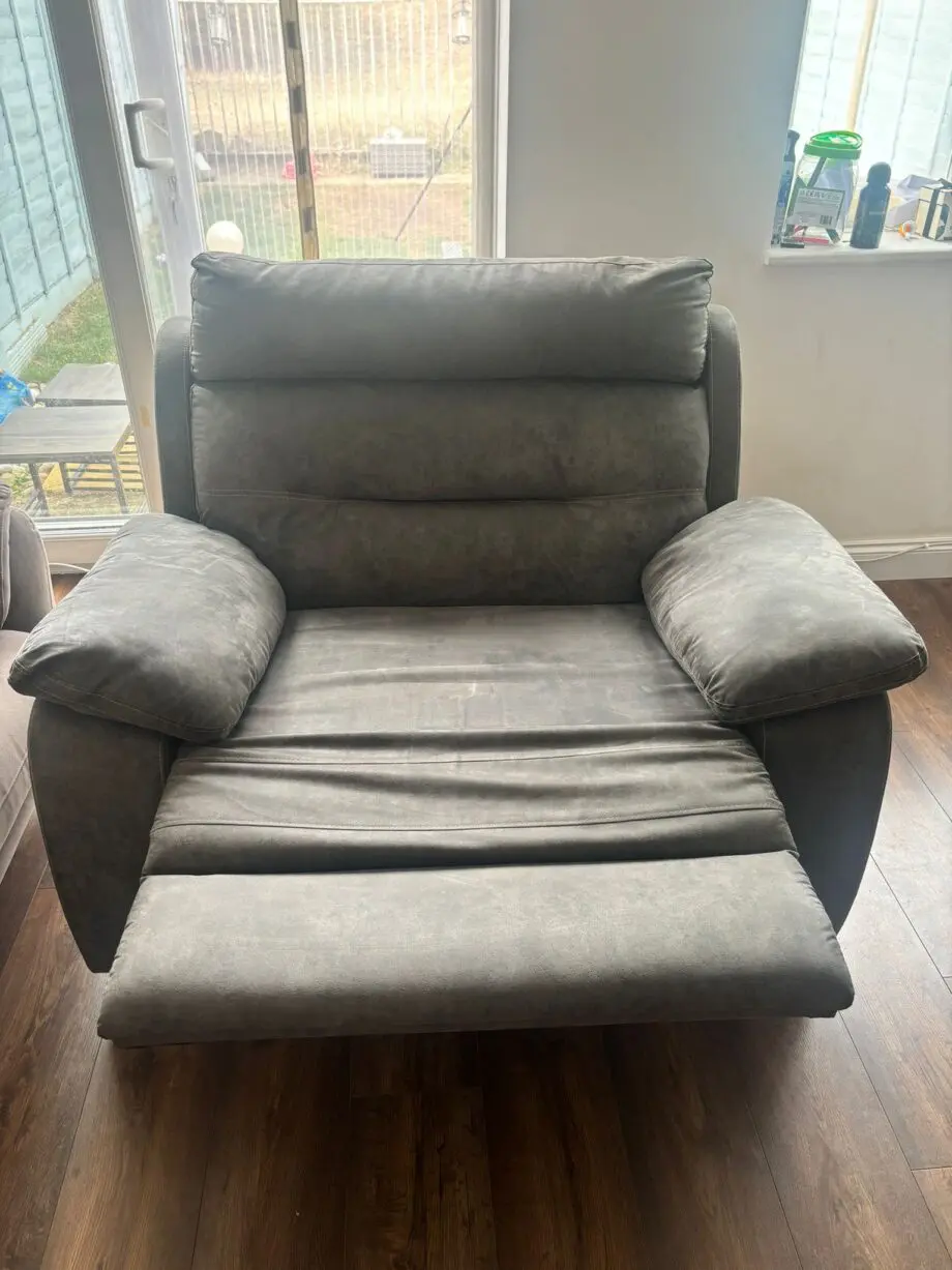 SCS Alexandra sofa set (double manual recliner corner sofa/ manual reclining chair) in colour slate grey