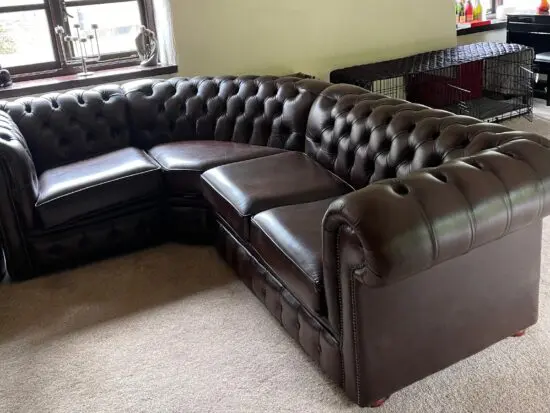 Chesterfield Corner Sofa Antique Brown