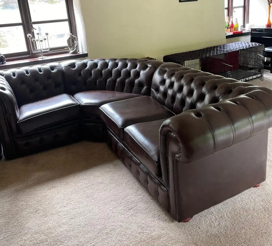 Chesterfield Corner Sofa Antique Brown