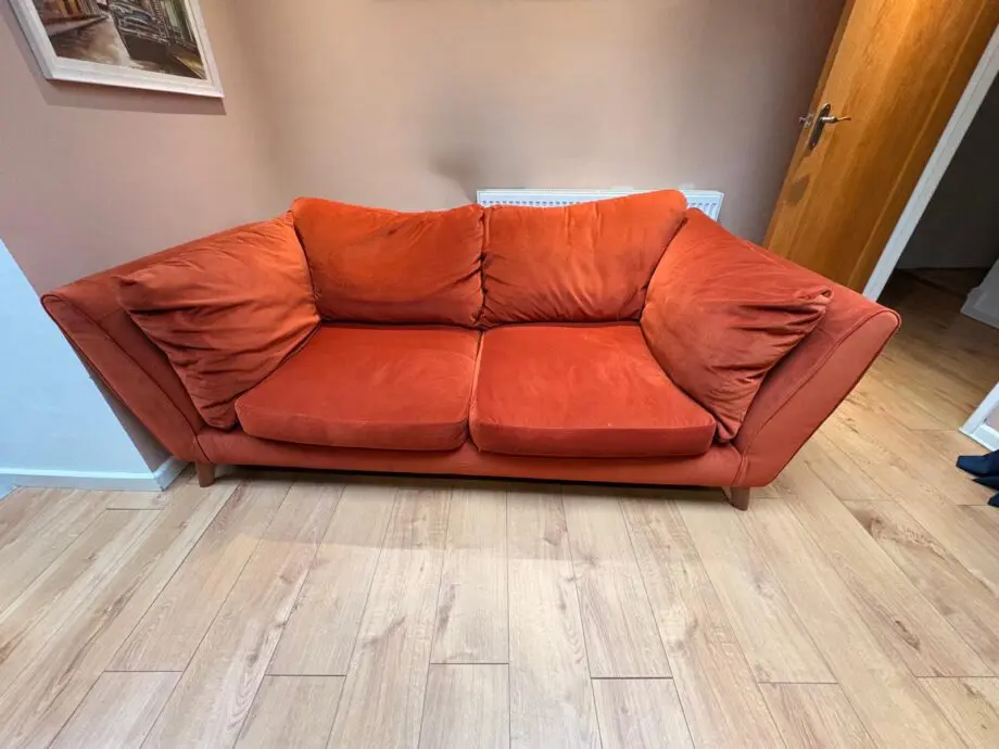 Excellent Finch M&S 3 Seater Sofa Terracotta Velvet £520 (RRP £1,600)