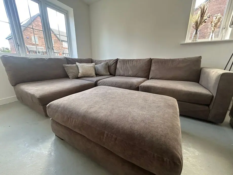 Sofology Majestica Left Hand Corner Sofa - Marbled Fabric (Mole/Mocha/Mink)