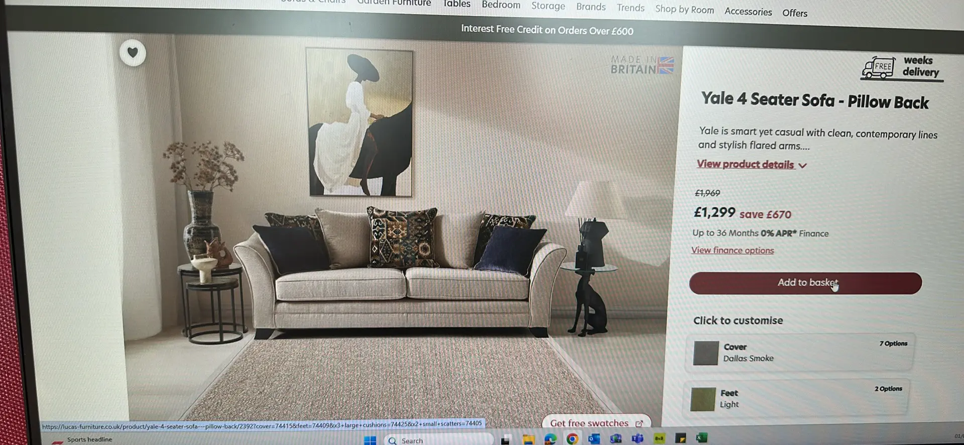 Lucas Furniture Grey 4 seater + Snuggler