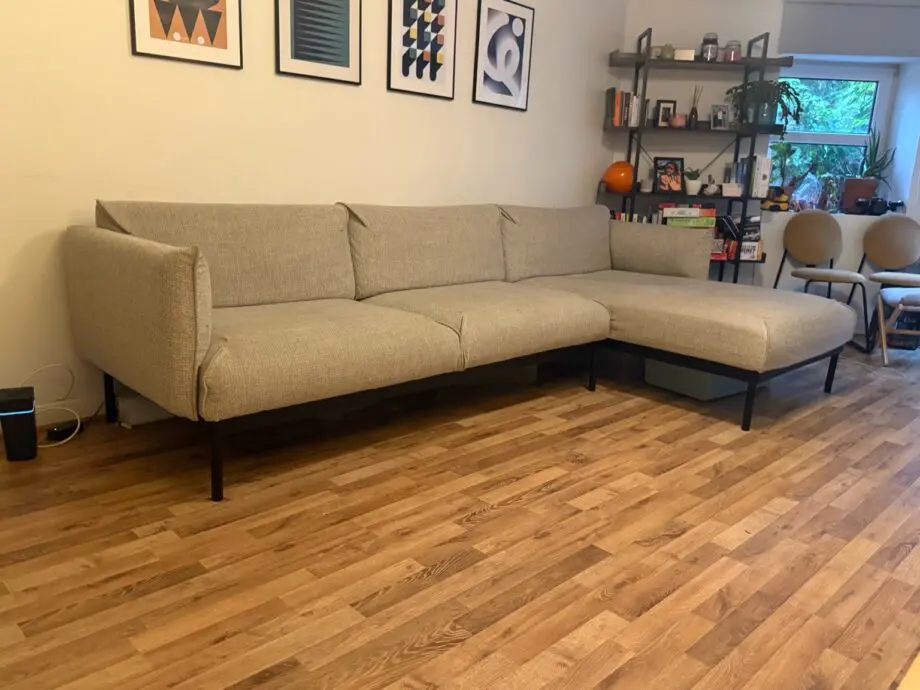 IKEA ÄPPLARYD 3-seat sofa with chaise longue, Lejde light grey