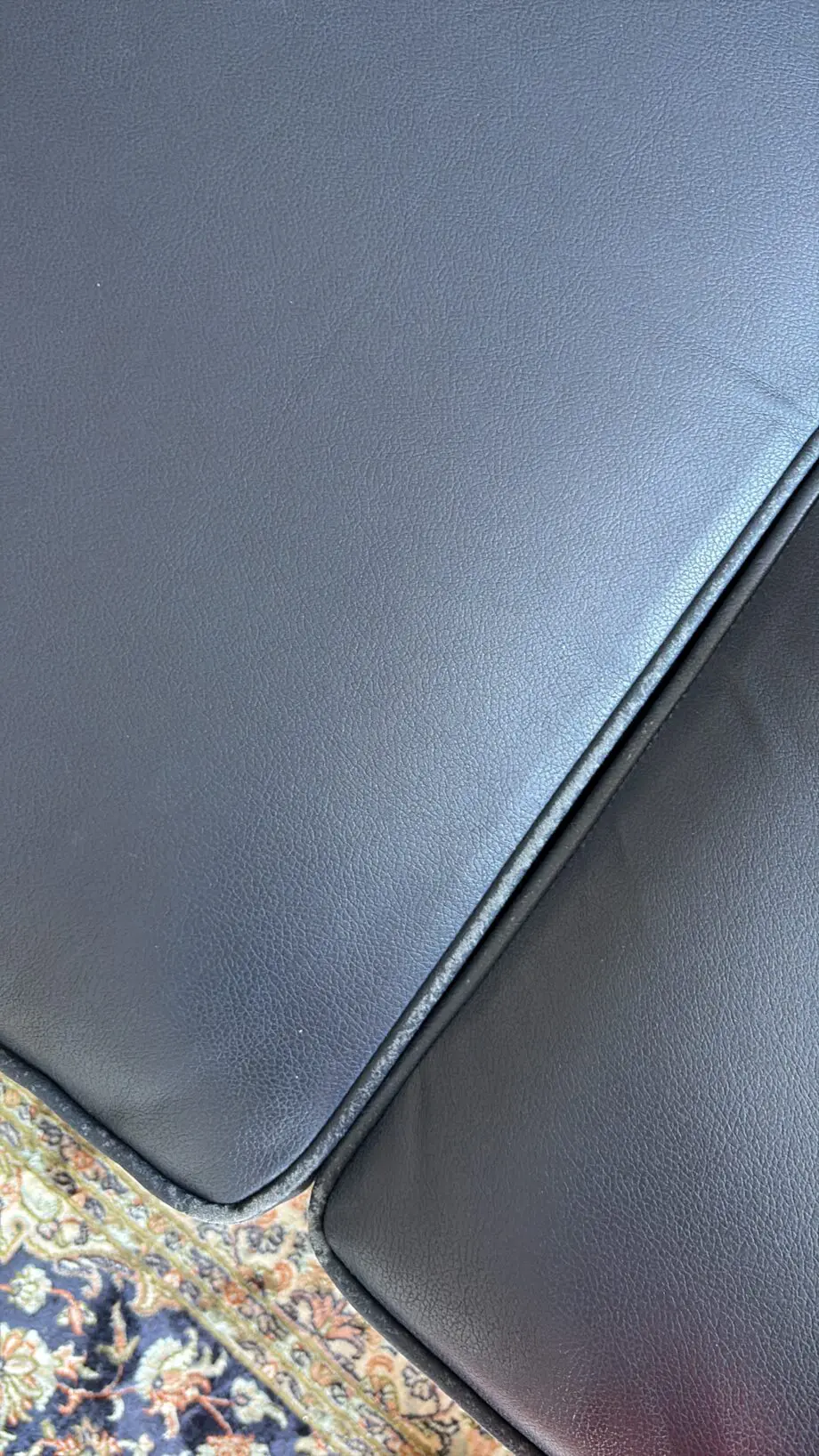 Blue made to order 3 seater sofa with antique gold stud detailing