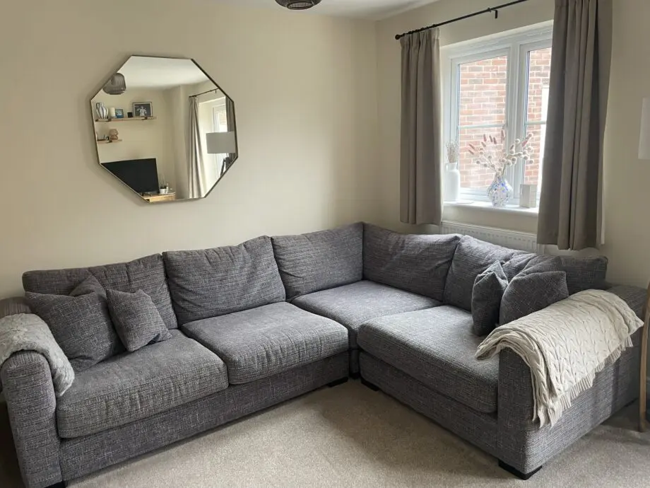 DFS Dillon corner sofa and chair on graphite grey