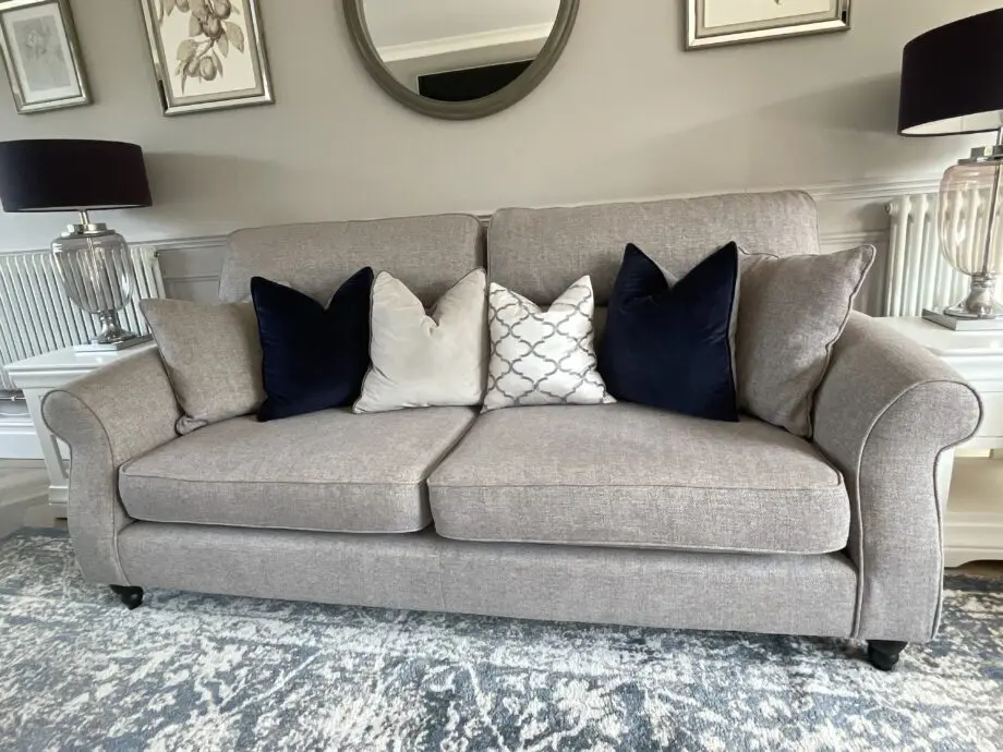 Next Ashford Highback Sofa Set RRP £5,898 (5 items), Woven Chenille Easy Clean Light Grey.