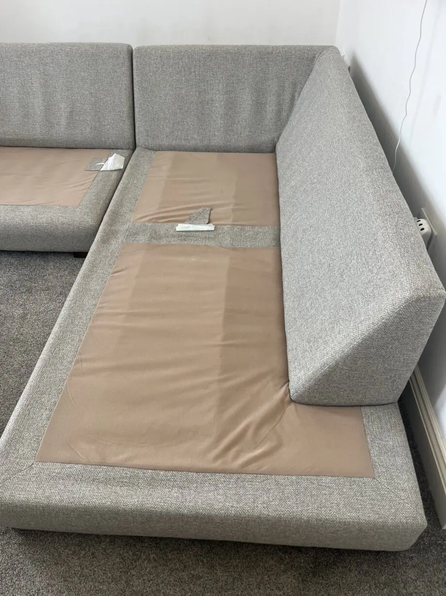 DFS Grey pillow back left hand facing open end corner sofa
