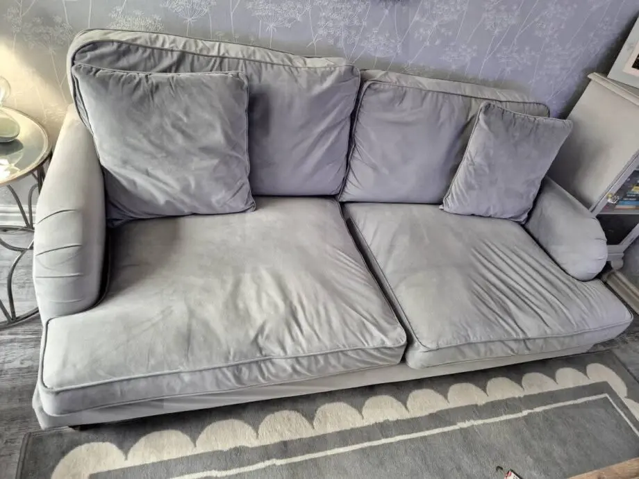 Silver Grey Velvet 3 Seater Sofa & 2 Seater Loveseat Set