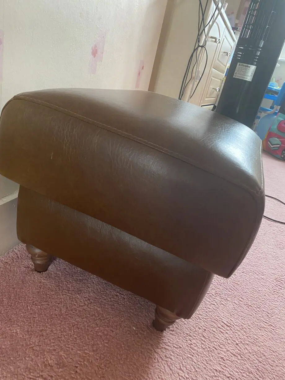 Heart of House Argyll Studded Leather Chair (x2) + Footstool