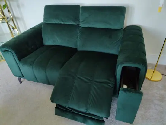 DFS Dark Green Recliner sofa with storage