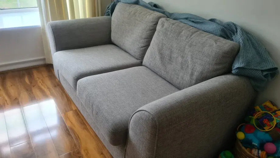 New gray sofa bed, Lorella model, with updated warranty, purchased in DFS