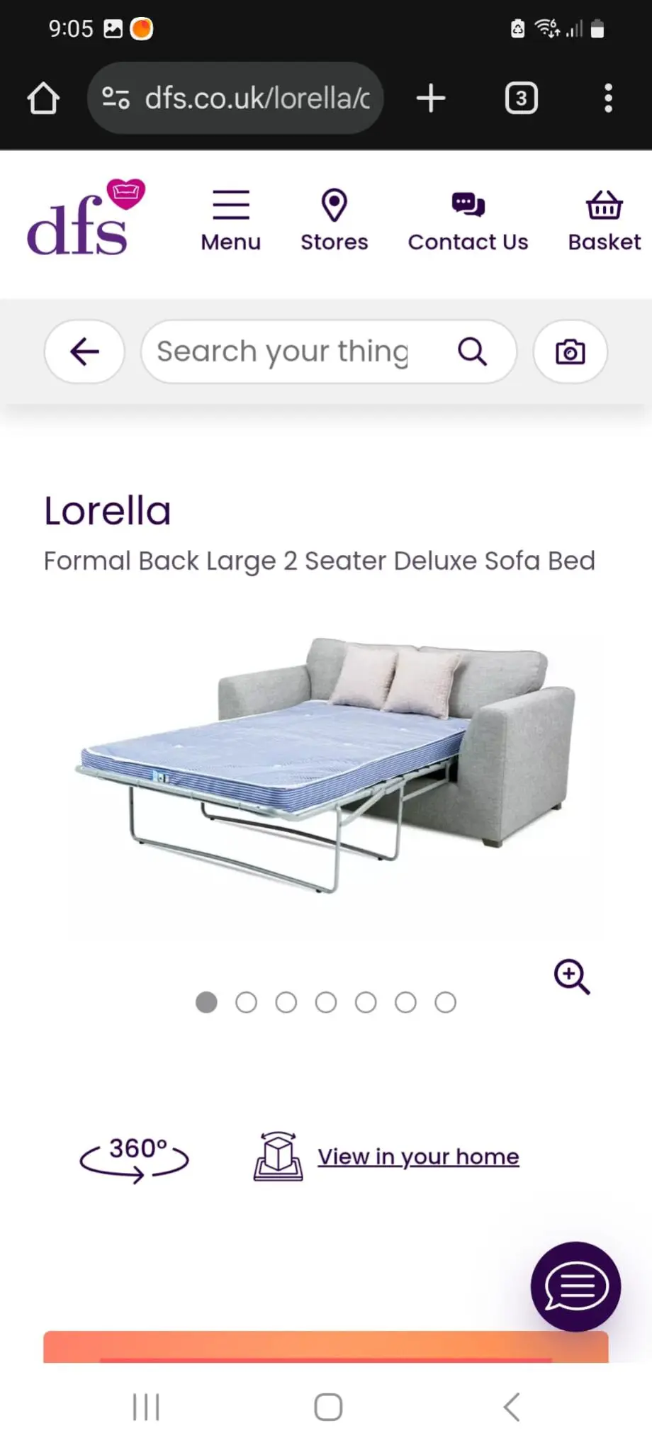 New gray sofa bed, Lorella model, with updated warranty, purchased in DFS