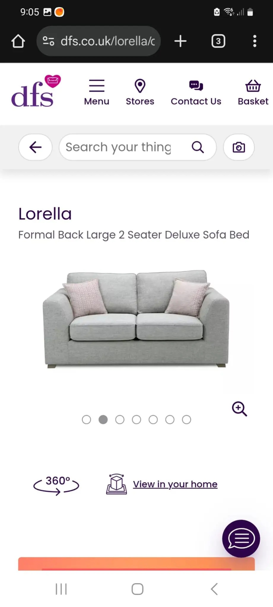 New gray sofa bed, Lorella model, with updated warranty, purchased in DFS
