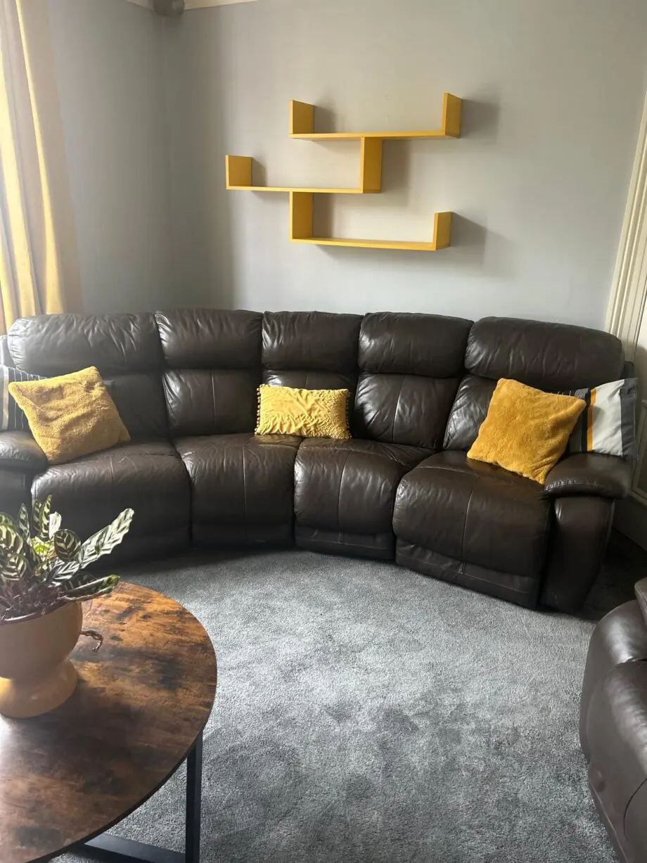 Dfs 2× 4 seater electric brown sofas