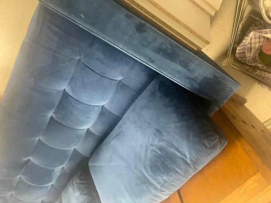 Blue velvet 3 seater sofa