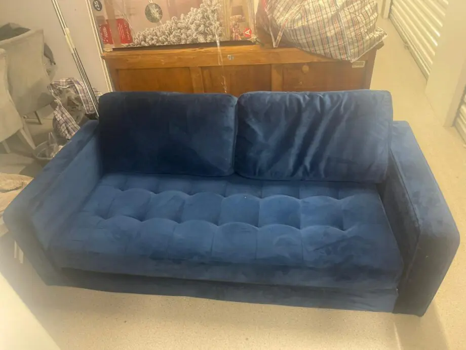 Blue velvet 3 seater sofa