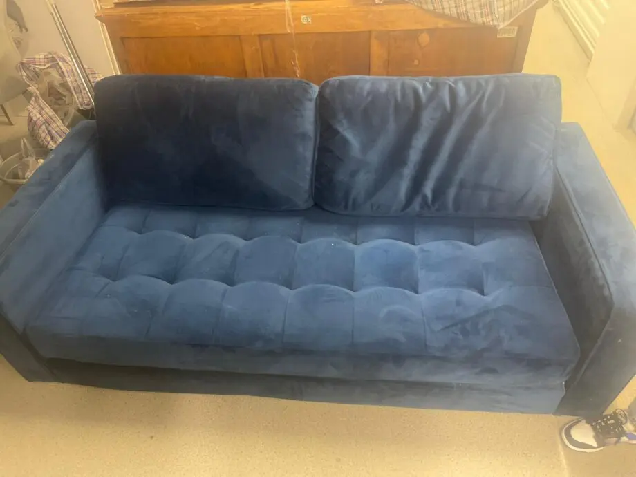 Blue velvet 3 seater sofa