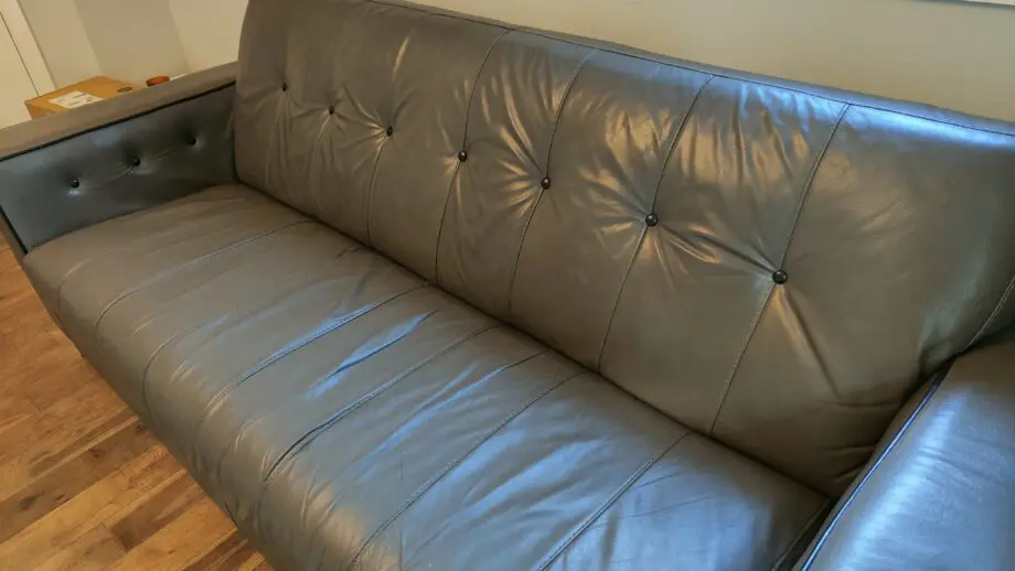 Grey leather 3 seater sofa