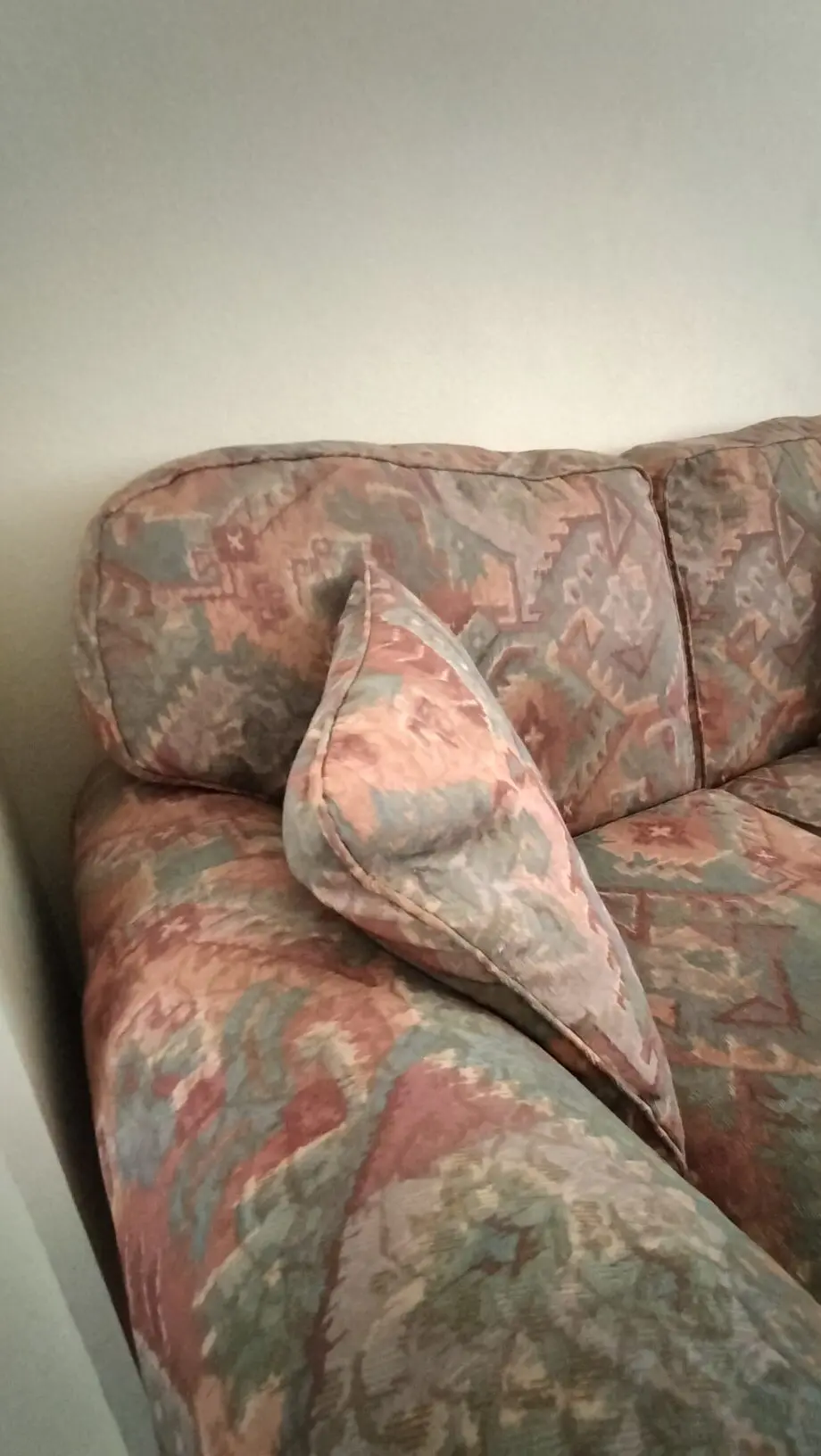 Marks and Spencer light terracotta and beige mix two seater sofa