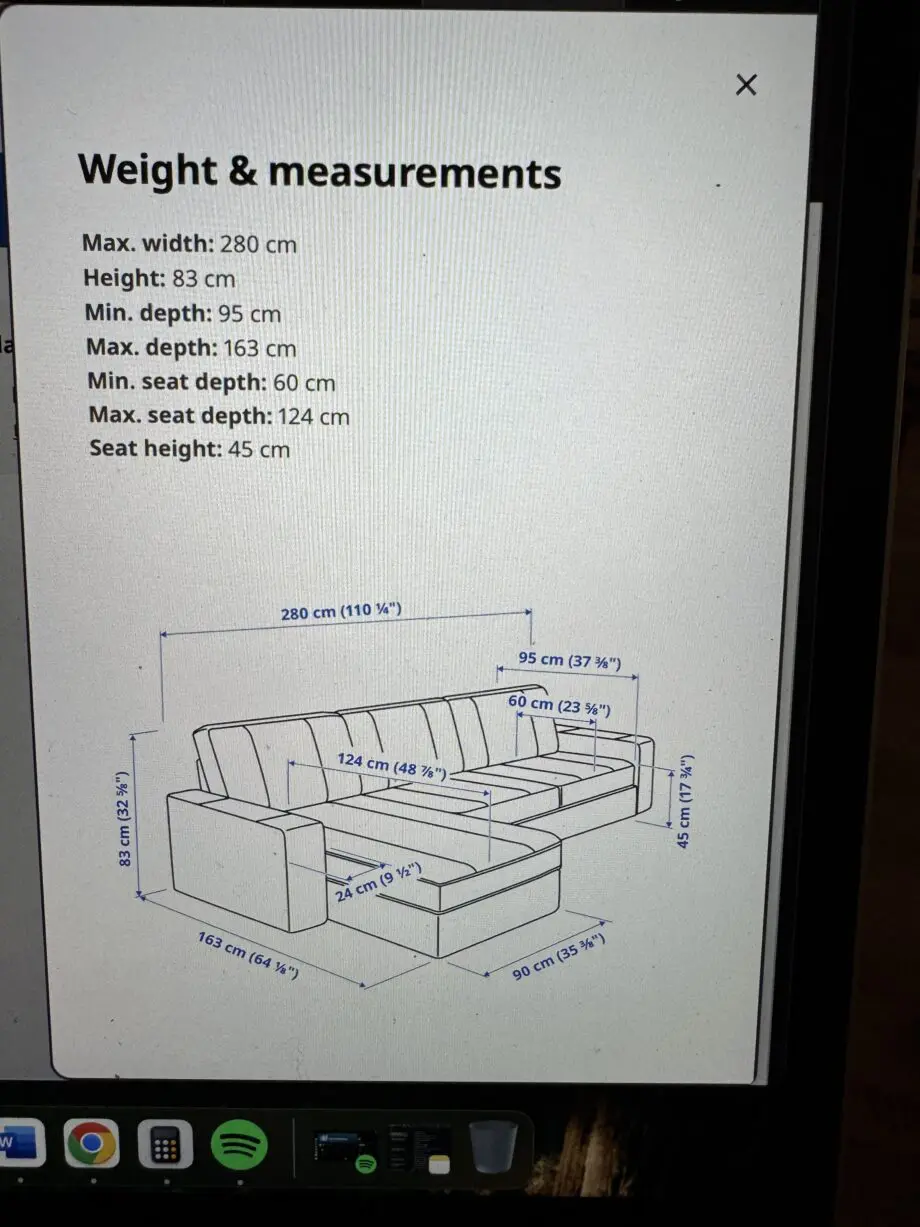 Ikea KIVIN 3-seater sofa with chase longue