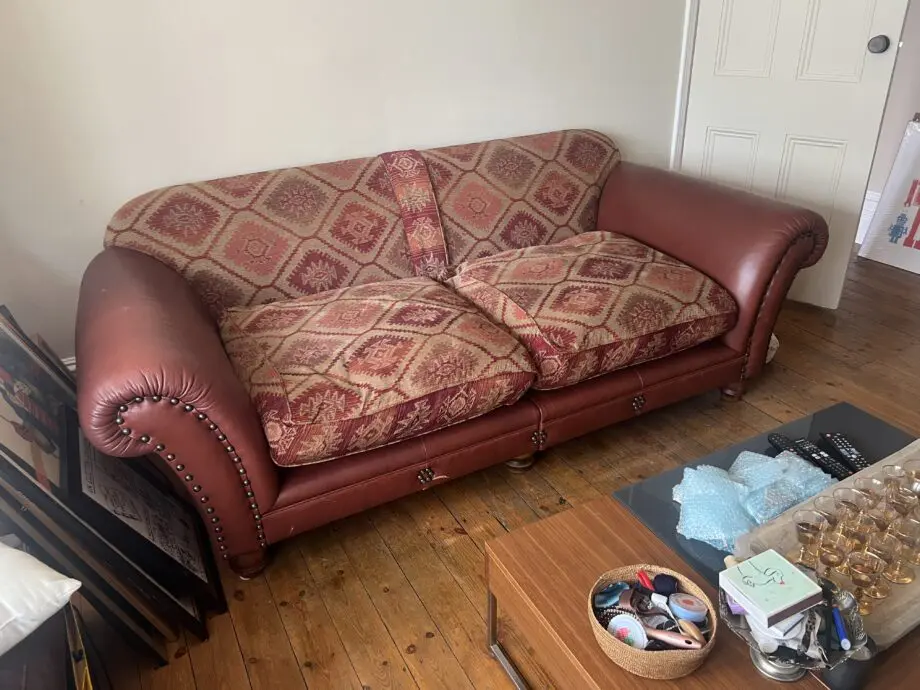Leather chesterfield maroon couch