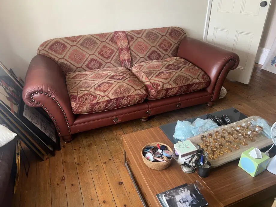 Leather chesterfield maroon couch