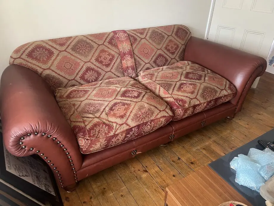 Leather chesterfield maroon couch