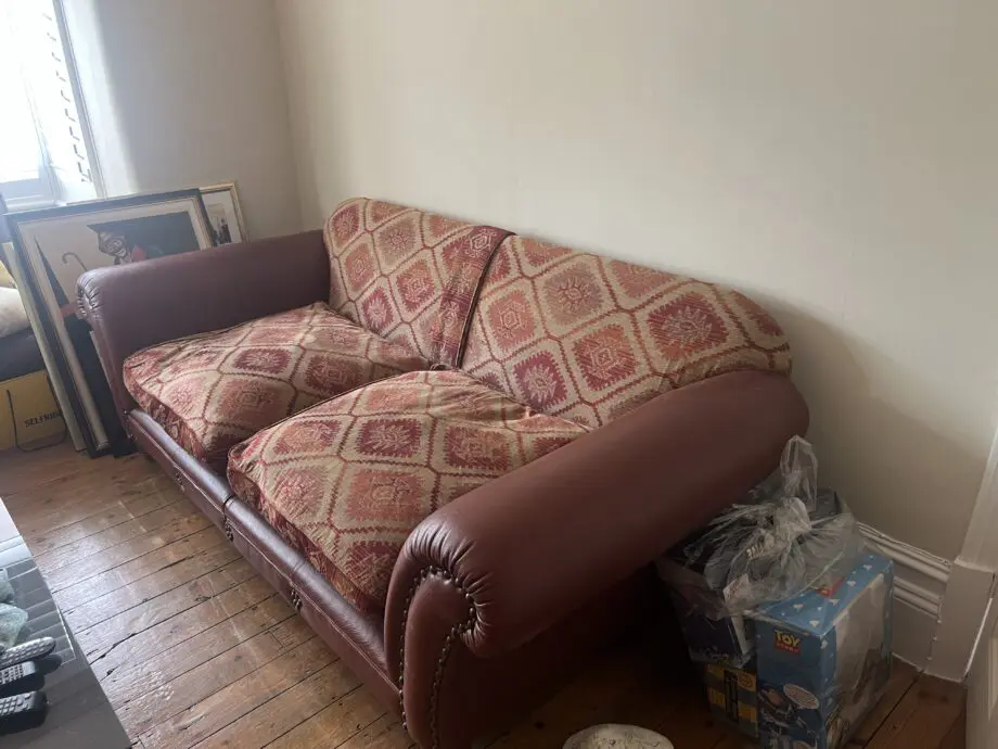 Leather chesterfield maroon couch