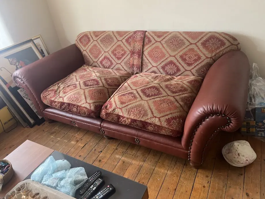 Leather chesterfield maroon couch